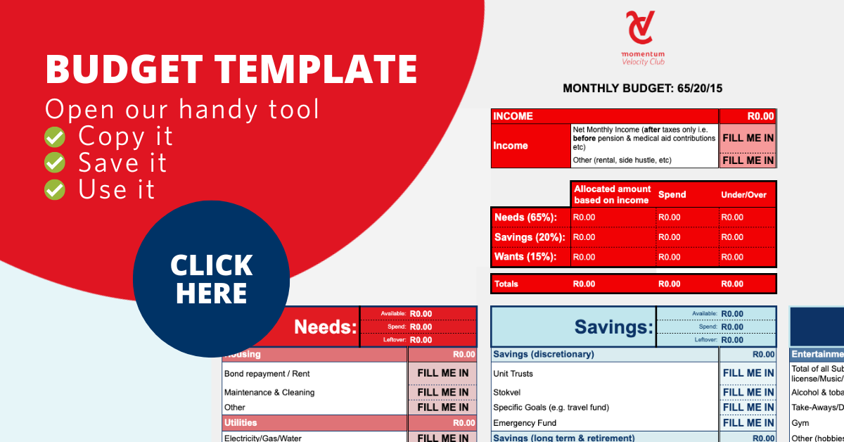 Velocity Club budgeting template.