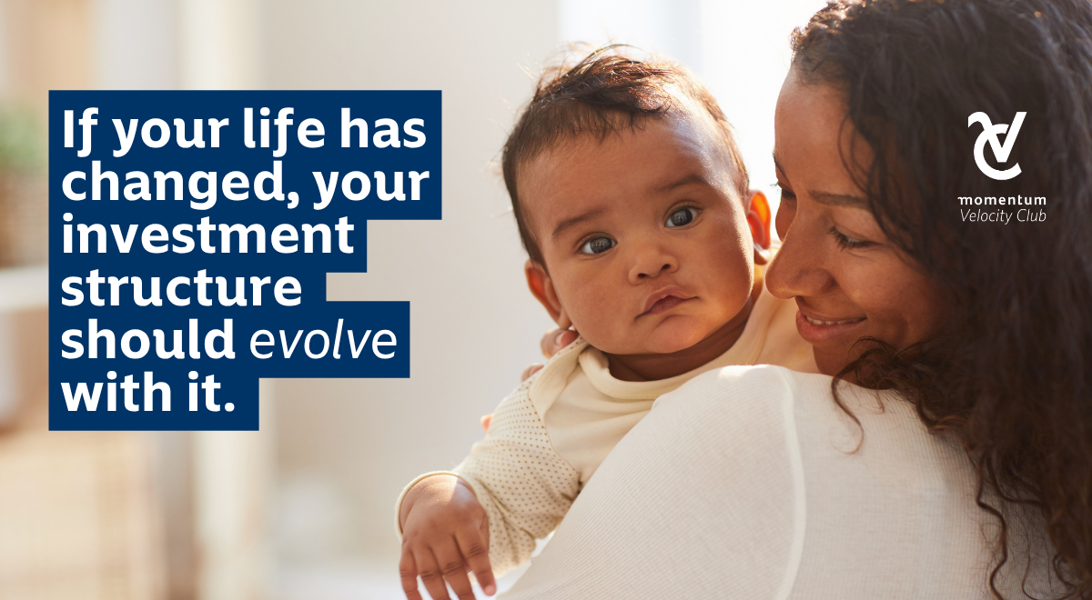 A mother carrying her baby representing the life stage she&rsquo;s in which should reflect in her investment structure.